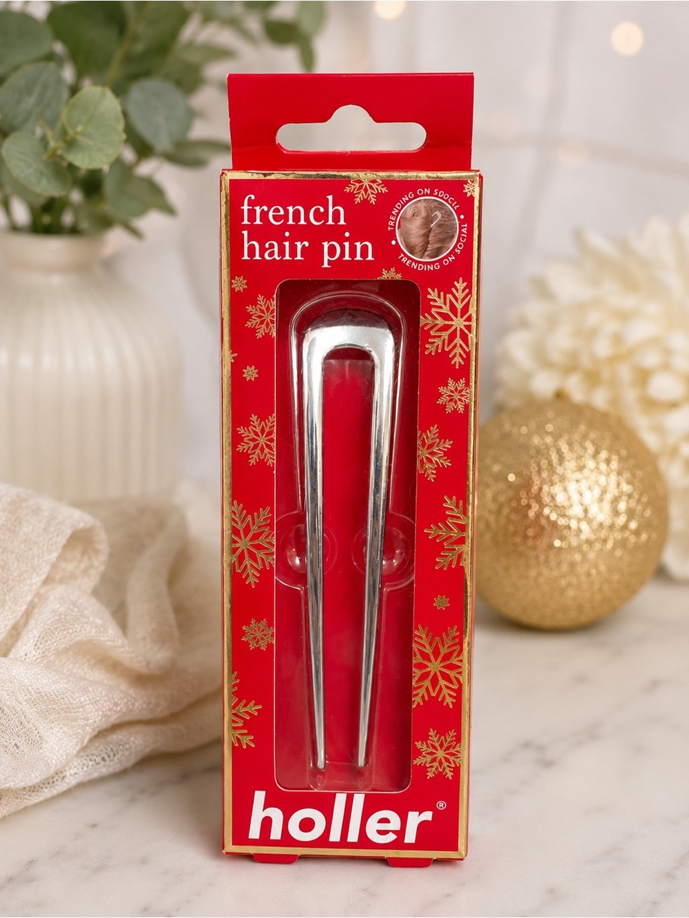 Holler French Hair Pin Silver Metal Hair Bun Updo Styling Pin 5” New Sealed